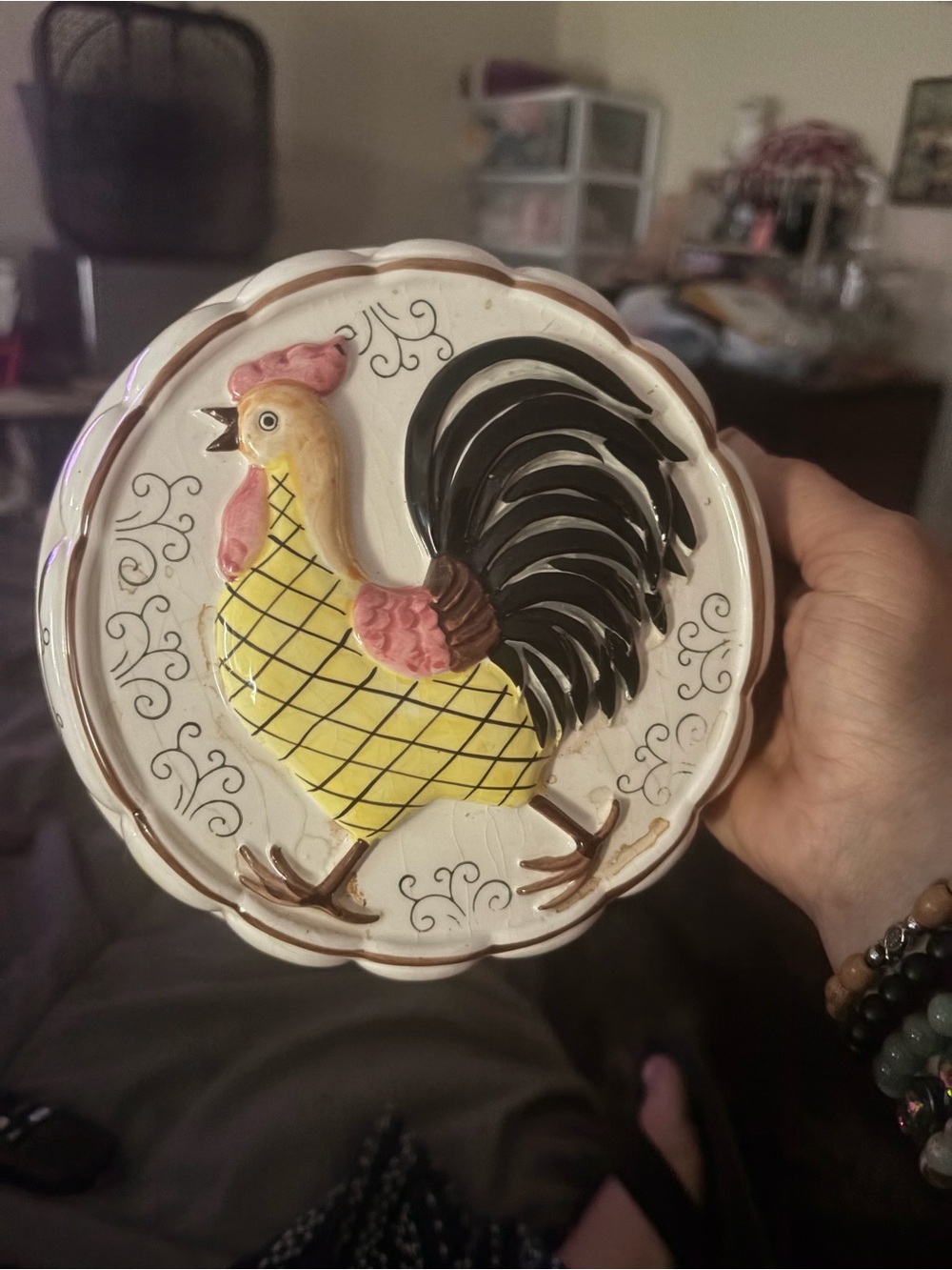 Andrea By Sadek Yellow Rooster Decorative Wall Plate